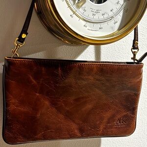 VTG genuine leather brown shoulder bag or clutch by AK